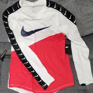 Nike Red, White, and Black Long Sleeve Tee